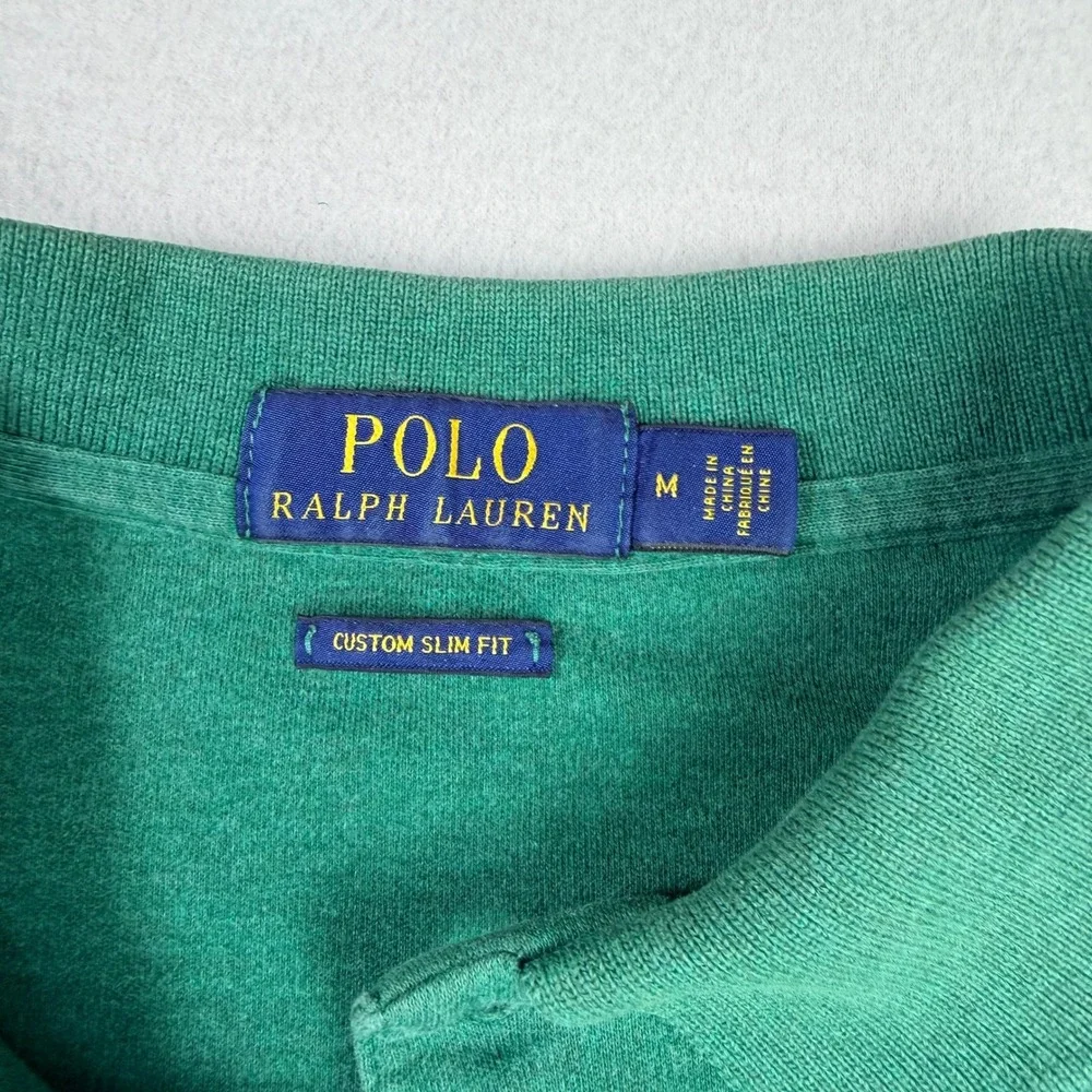 Polo Ralph Lauren Mens Green Pima Cotton Custom Slim Fit Polo Shirt Size M